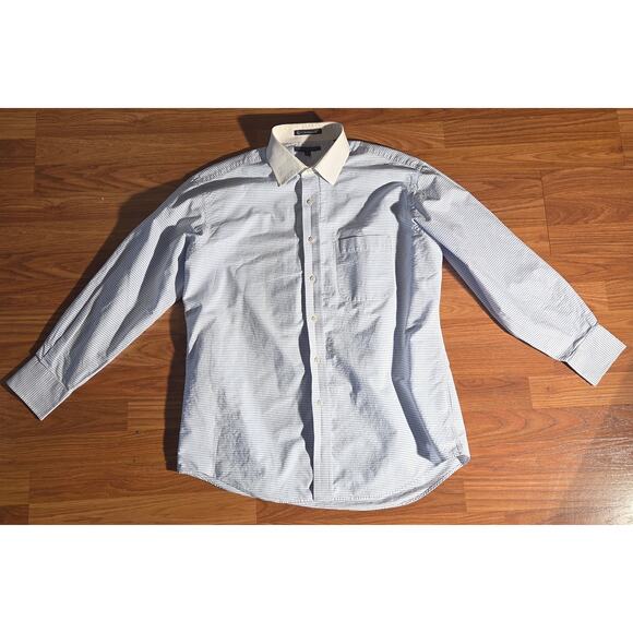 Tommy Hilfiger Blue Striped Button Up - Men's Shirt - Large - Picture 3 of 5